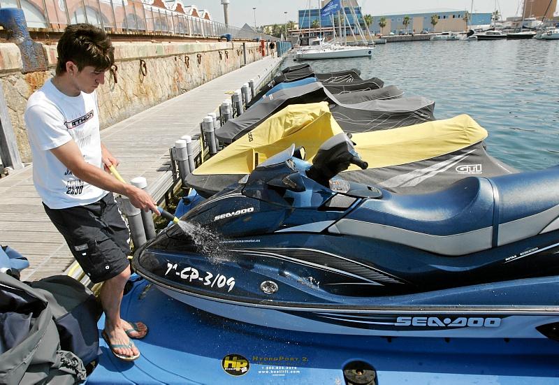 Pablo Hernandez rides on personal watercraft