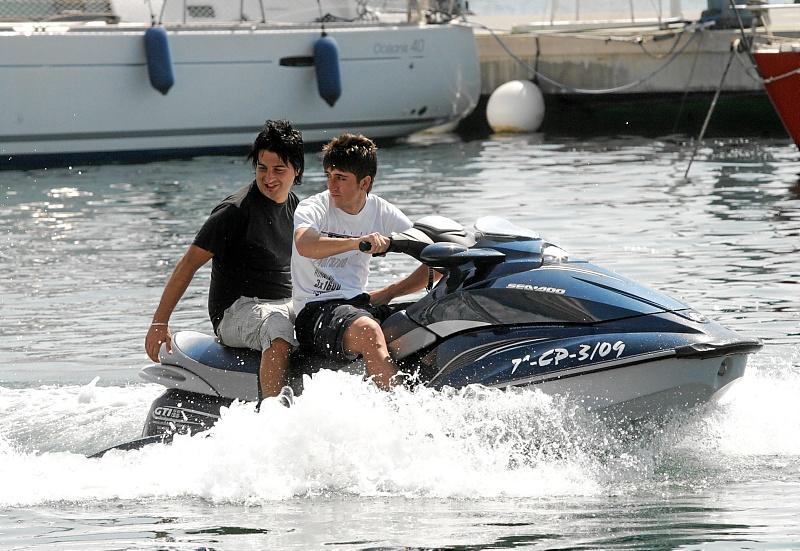 Pablo Hernandez rides on personal watercraft